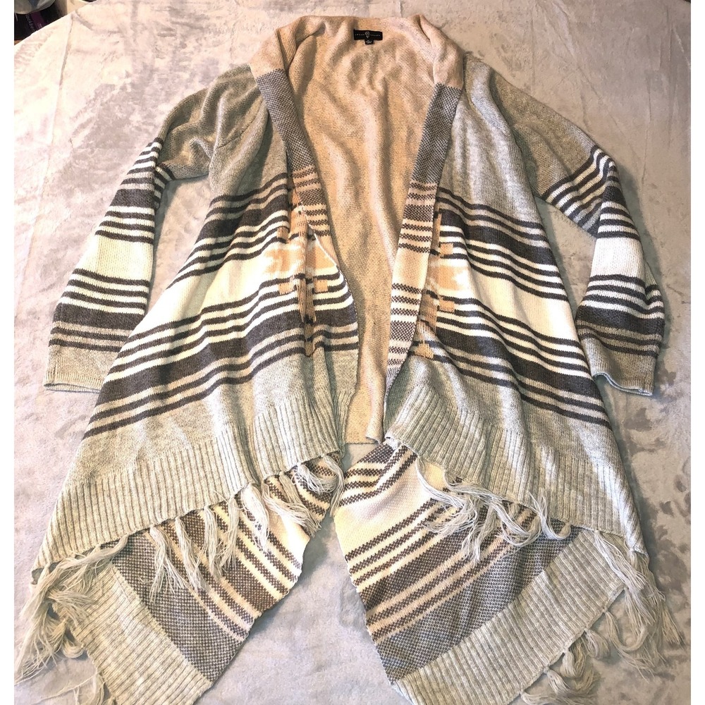 Dream Catcher Cardigan Sweater Womens XL Aztec Southwestern Fringe Poncho Style